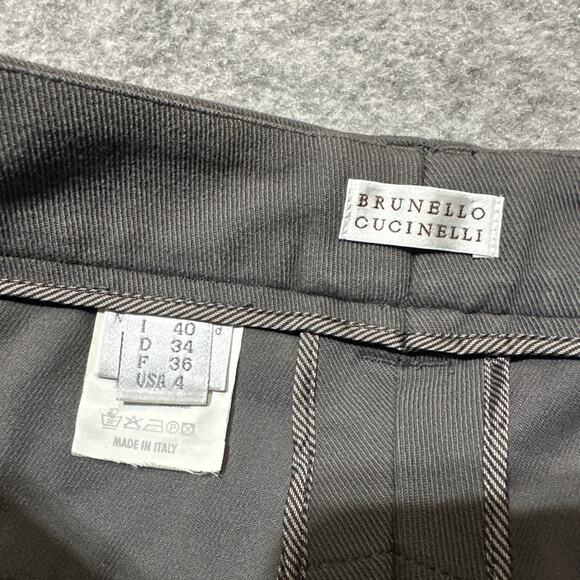 GUNEX by BRUNELLO CUCINELLI Women’s Chinos Size 4 Gray Dark Wash Pleated Pants - Picture 9 of 12